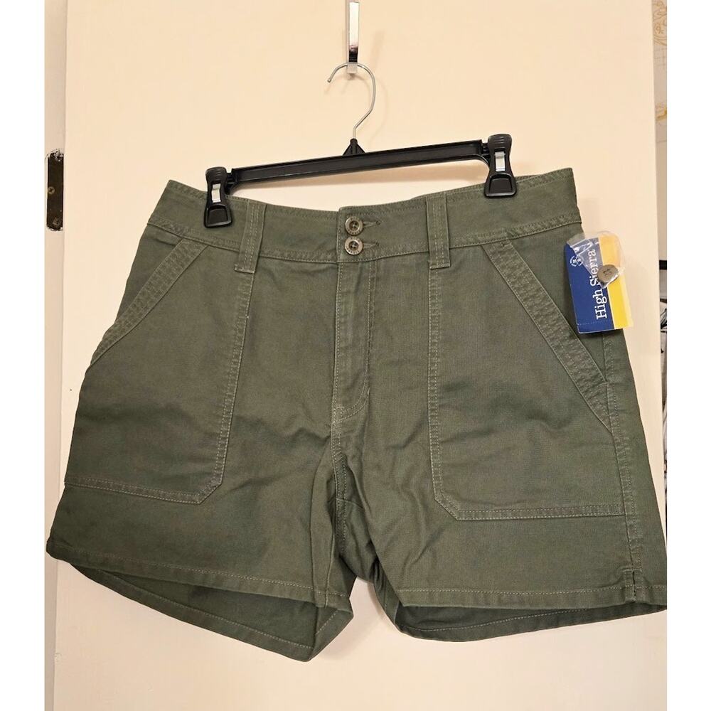 NWT High Sierra Women's 12 Olive Green Mid Rise Casual Cuffed 3.5" Cotton Shorts